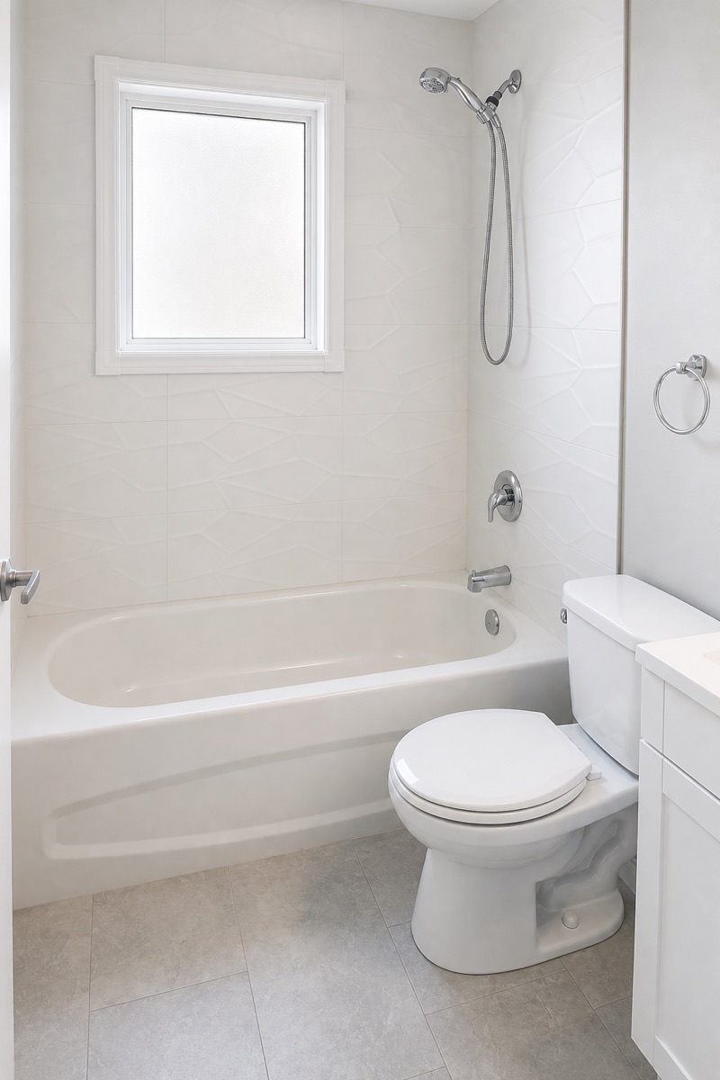 Bathroom tub and toilet after a NeatNow clean