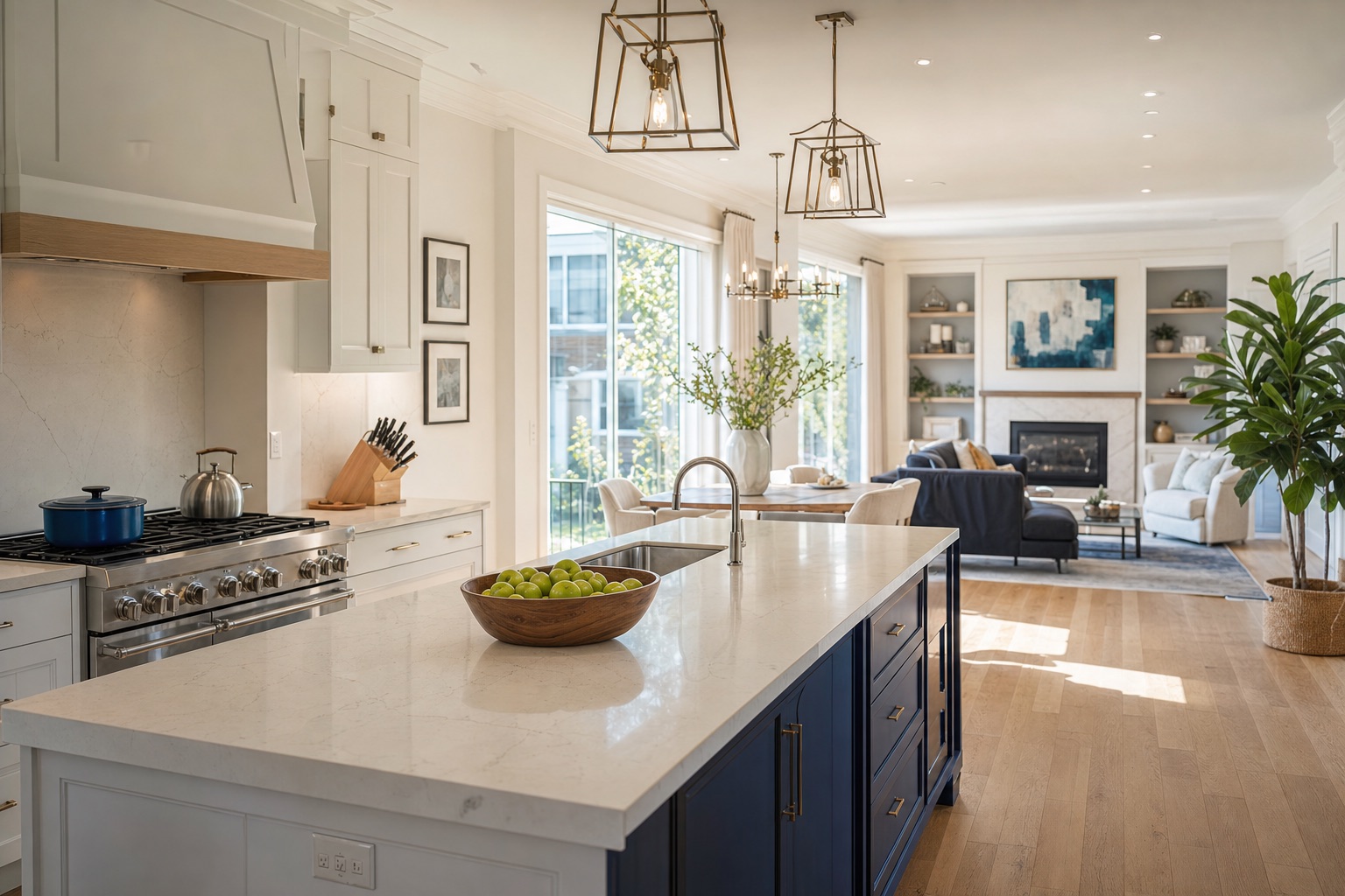 Bright, lived-in Calgary kitchen and living space kept spotless by NeatNow's weekly cleaning